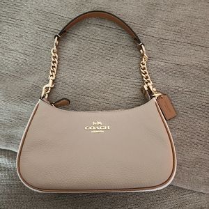 Coach Teri Shoulder Bag In Colorblock Beige and White